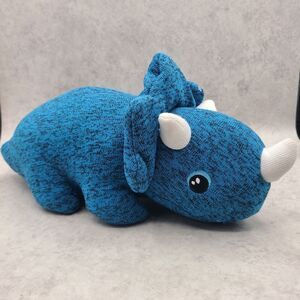 Toy Box Knitted Triceratops Plush Animal Blue Dinosaur 14"